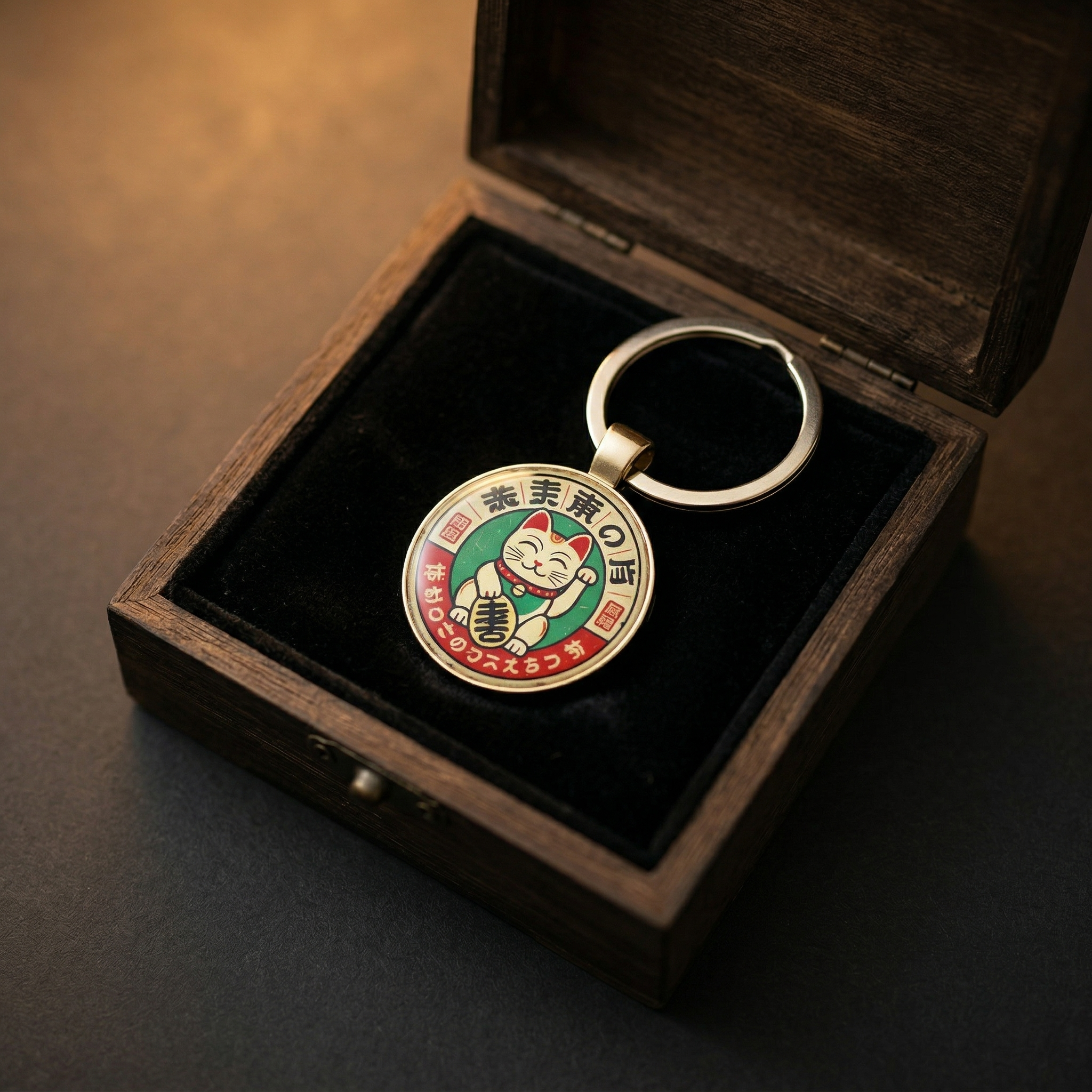 Japanese Maneki Neko Beckoning Cat Keyring